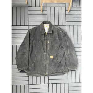 vtg CARHARTT C61 BLK Ridge Coat sherpa fleece lined canvas work jacket LARGE tag